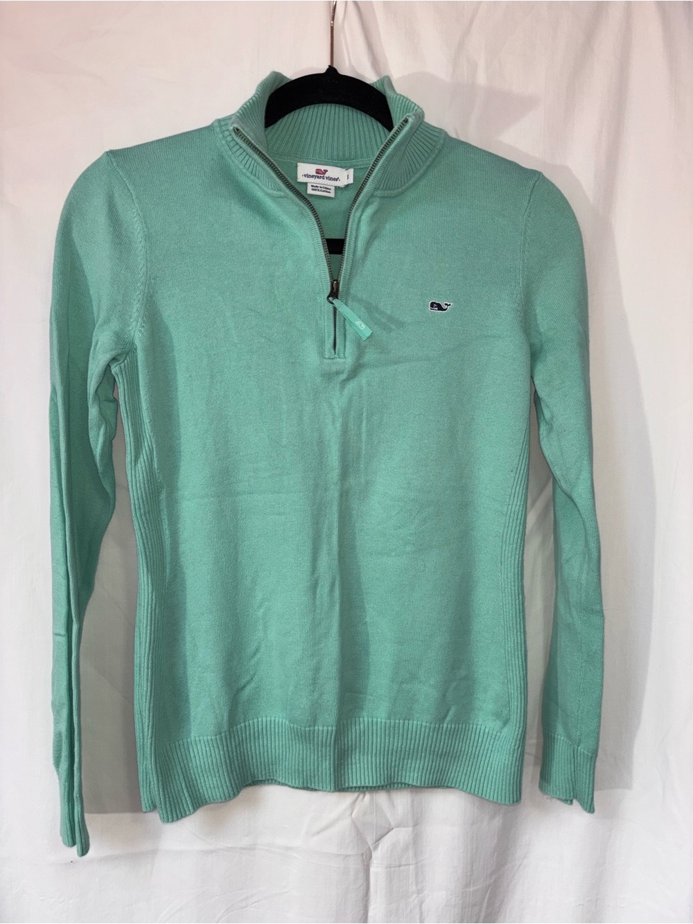 Vineyard Vines Mint Green Quarter-Zip Sweater
